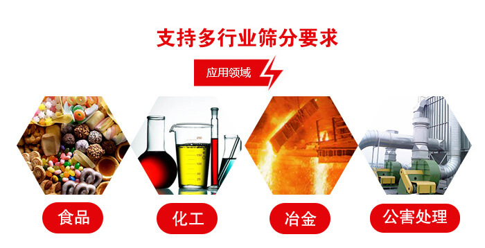 旋振篩適用的行業：食品行業，化工行業，冶金行業，公害處理等。